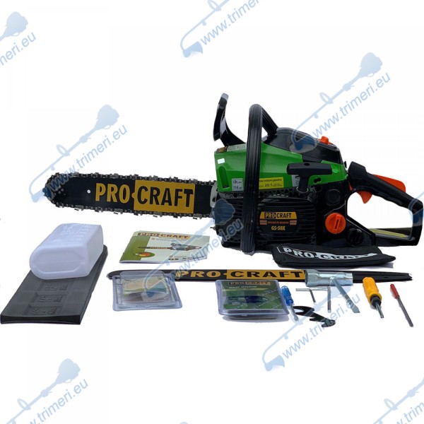 Бензинова резачка 2.7 к.с., 38 куб.см, 2 бр. шини с размери 35 и 40 см., PROCRAFT GS-58X